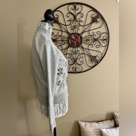 Banana Republic Gray Jeweled Zip-up Sweater (Size X-Small) - Picture 4 of 9